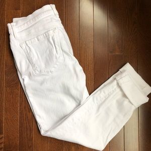 Loft size O relaxed skinny white cuffed jeans